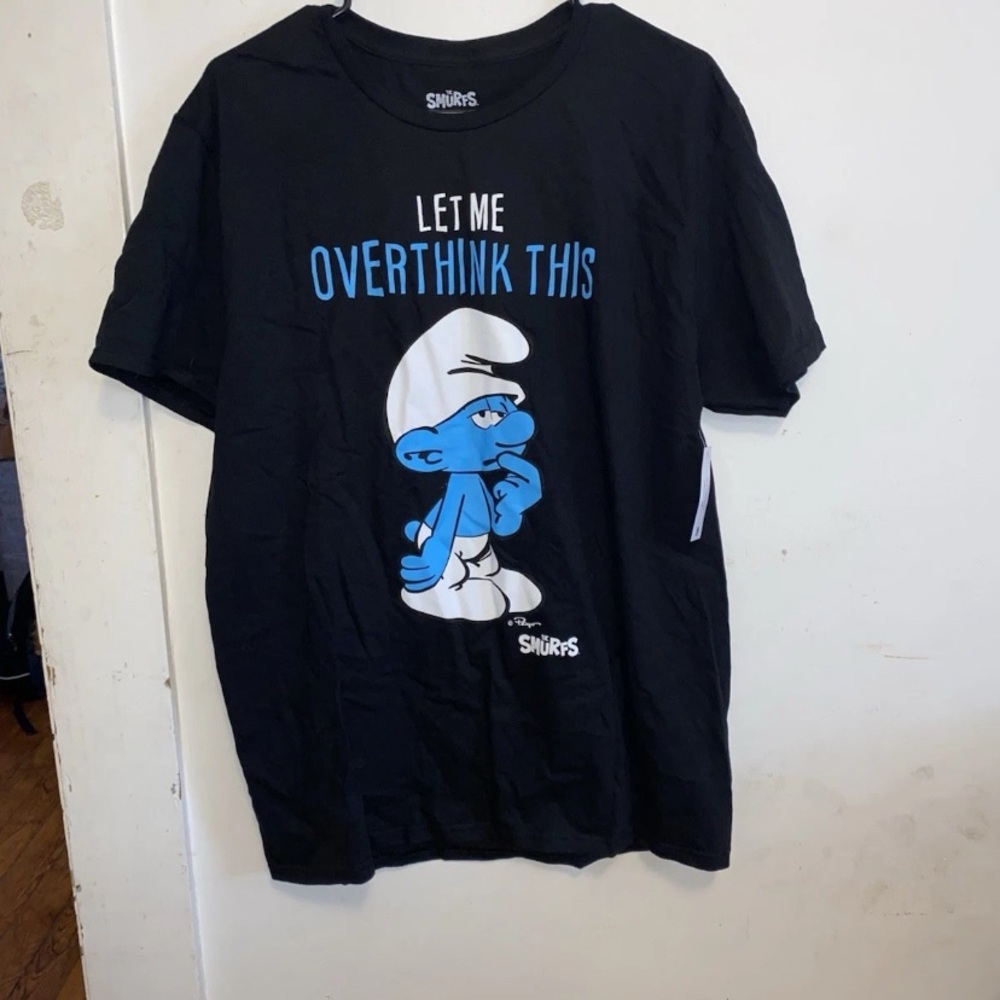 Smurfs 'Let Me Overthink This' Short Sleeve Tee - Black